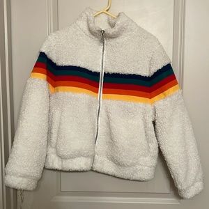 White Rainbow Sherpa Jacket